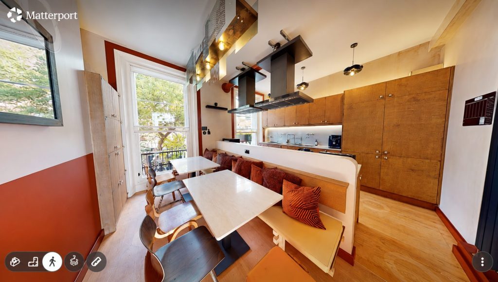 Matterport virtual tour of a finished HMO communal kitchen