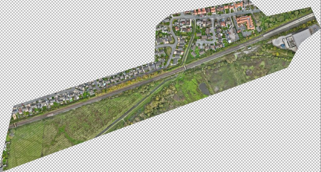 Drone orthomosaic map of a rail corridor