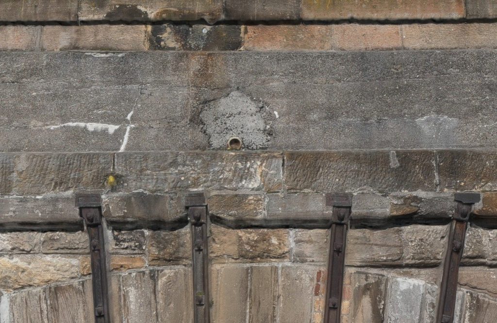 Detail of a weep hole and staining on viaduct masonry, taken from the photogrammetric 3D model